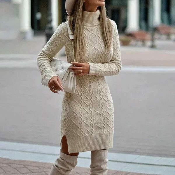 Y2K Streetwear Knitted Sweater Dress with Long Sleeves