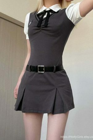 Y2K Streetwear Korean Fashion Preppy Style Dress