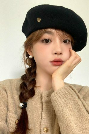 Y2K Streetwear Korean Style Solid Color Wool Beret