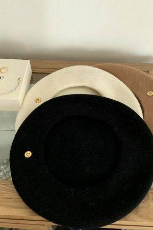 Y2K Streetwear Korean Style Solid Color Wool Beret