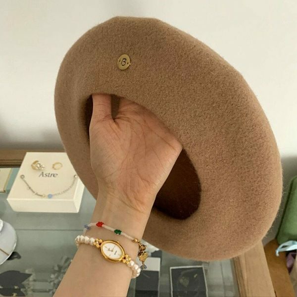 Y2K Streetwear Korean Style Solid Color Wool Beret