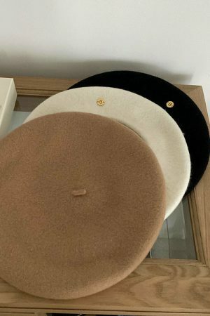 Y2K Streetwear Korean Style Solid Color Wool Beret