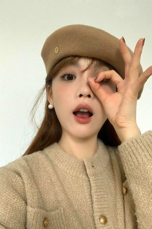 Y2K Streetwear Korean Style Solid Color Wool Beret