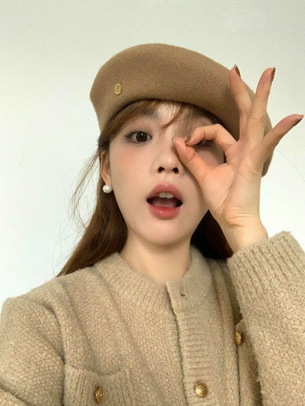 Y2K Streetwear Korean Style Solid Color Wool Beret