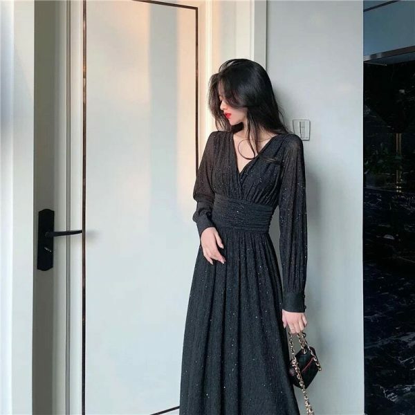 Y2K Streetwear Maxi Dress with Vintage French Aesthetic