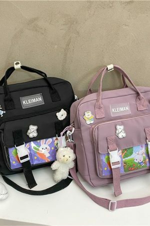 Y2K Streetwear Multi-Pocket Canvas Backpack for Women