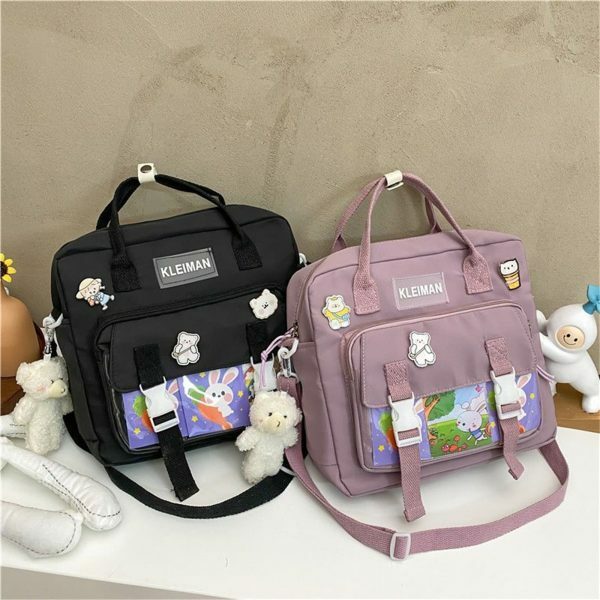 Y2K Streetwear Multi-Pocket Canvas Backpack for Women