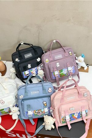 Y2K Streetwear Multi-Pocket Canvas Backpack for Women