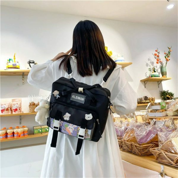 Y2K Streetwear Multi-Pocket Canvas Backpack for Women