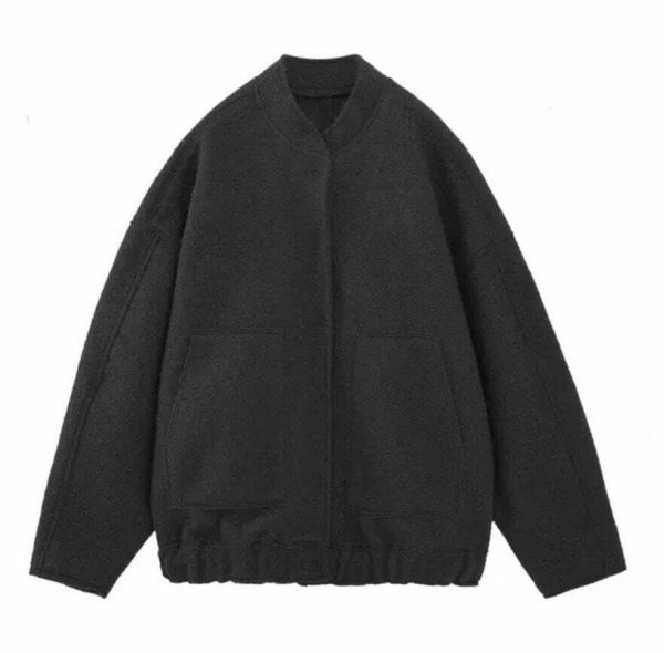 Y2K Streetwear Oversized Bomber Jacket with Hidden Button Detail