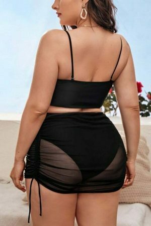 Y2K Streetwear Plus Size Black Bikini Top