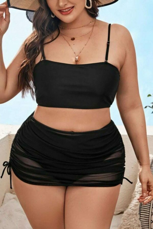 Y2K Streetwear Plus Size Black Bikini Top