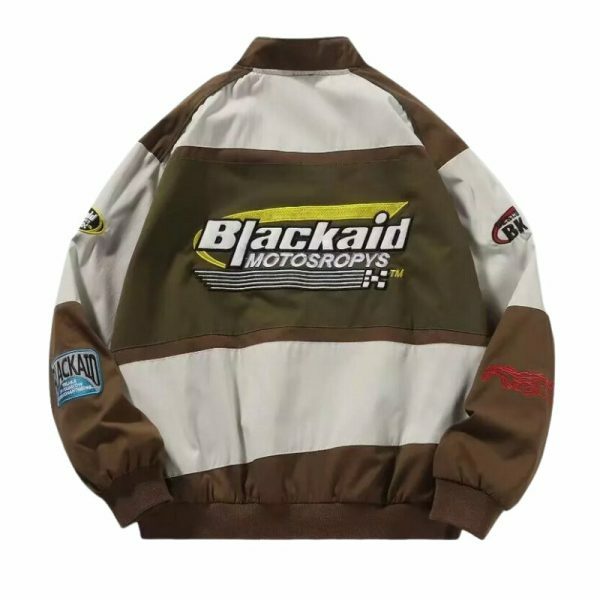 Y2K Streetwear Racing Jacket with Oversized Embroidery