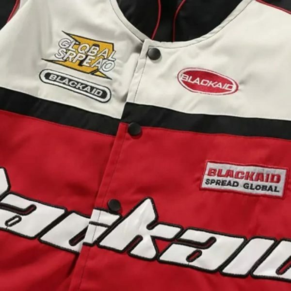 Y2K Streetwear Racing Jacket with Oversized Embroidery