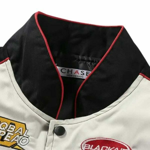 Y2K Streetwear Racing Jacket with Oversized Embroidery