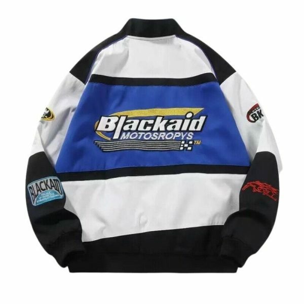 Y2K Streetwear Racing Jacket with Oversized Embroidery