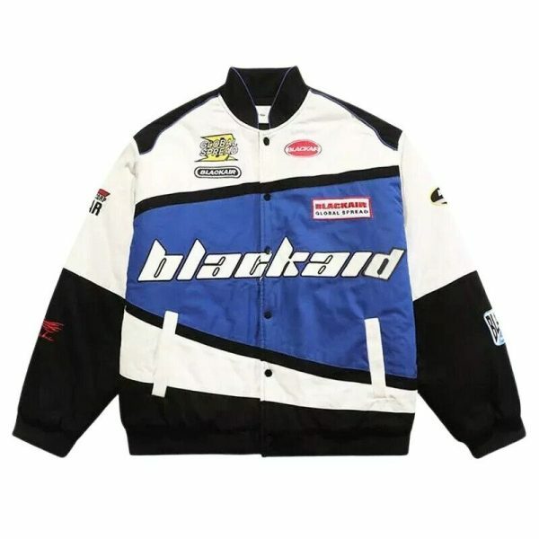 Y2K Streetwear Racing Jacket with Oversized Embroidery