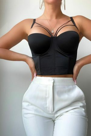 Y2K Streetwear Retro Corset Waist Cincher & Bustier Top