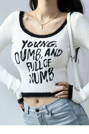 Y2K Streetwear Ribbed Crop Top, Harajuku Japanese Tee