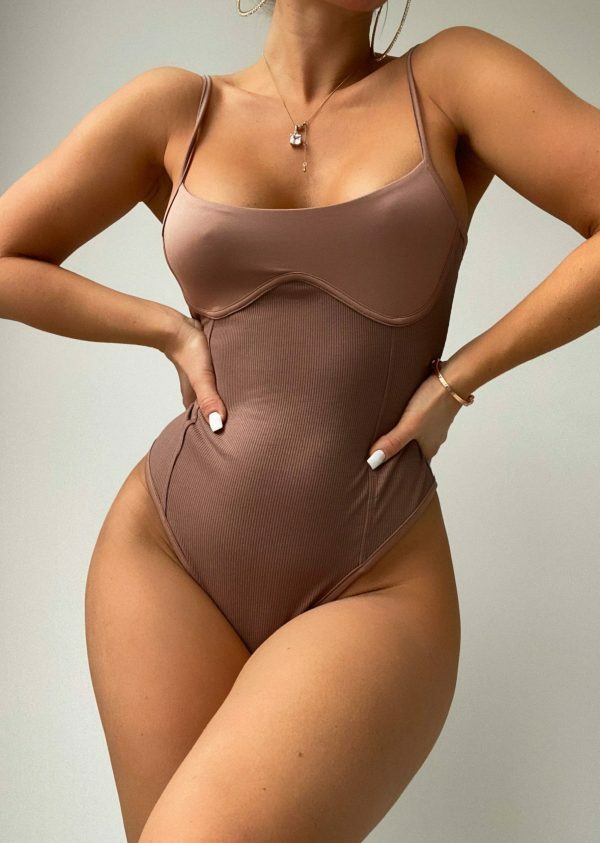 Y2K Streetwear Rose Tan Corset Bodysuit