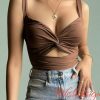 Y2K Streetwear Sleeveless Cami Tank Top Bow Slim Backless Cutout Halter Top