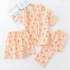 Y2K Streetwear Three-Piece Pajama Set for Women - Cotton Gauze Shorts & Top