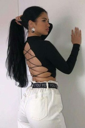 Y2K Streetwear Turtleneck Crop Top for Women