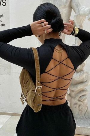 Y2K Streetwear Turtleneck Crop Top for Women