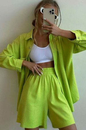 Y2K Streetwear Two Piece Set for Women, Matching Summer Outfit