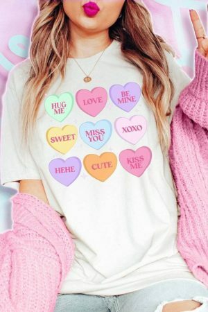 Y2K Streetwear Valentines Conversation Hearts Graphic Tee