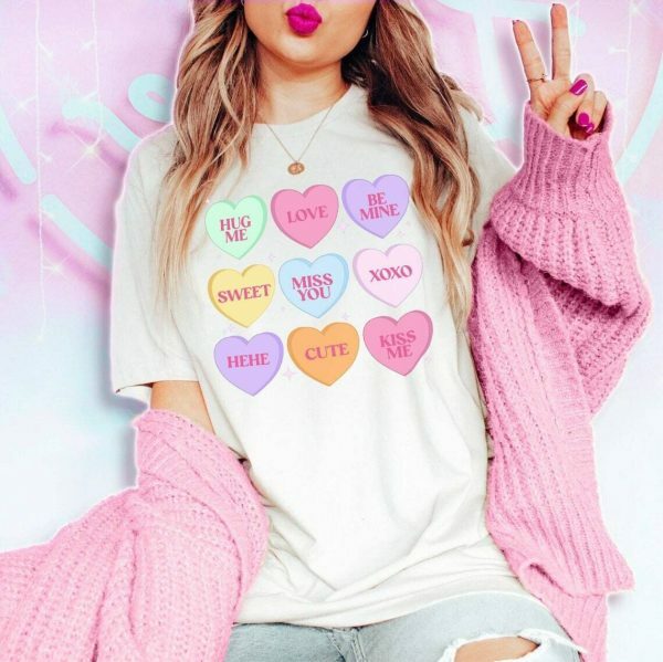 Y2K Streetwear Valentines Conversation Hearts Graphic Tee