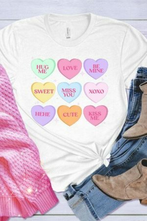 Y2K Streetwear Valentines Conversation Hearts Graphic Tee