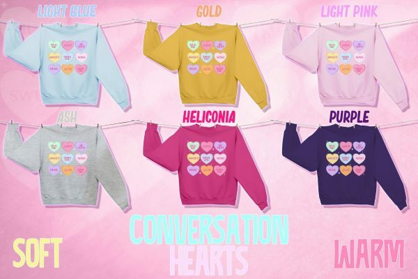 Y2K Streetwear Valentines Conversation Hearts Sweatshirt - Couples Cozy & Warm Aesthetic