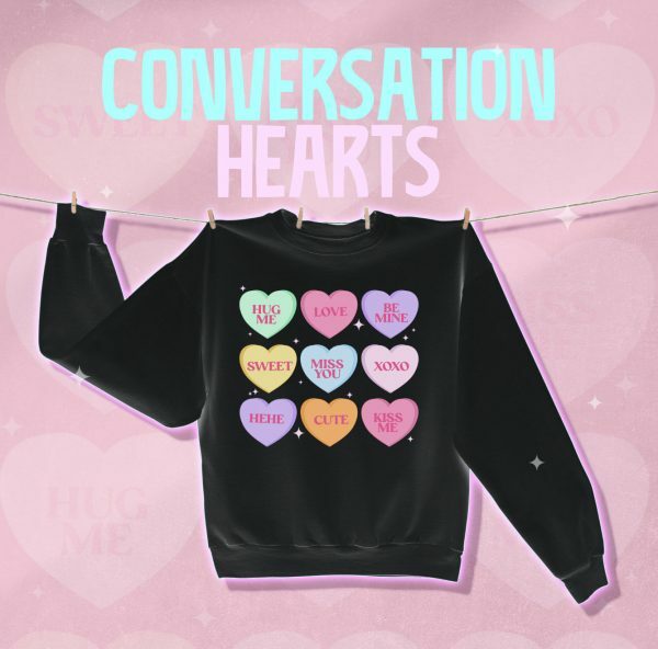 Y2K Streetwear Valentines Conversation Hearts Sweatshirt - Couples Cozy & Warm Aesthetic