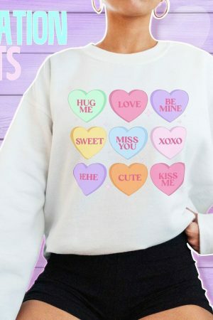 Y2K Streetwear Valentines Conversation Hearts Sweatshirt - Couples Cozy & Warm Aesthetic