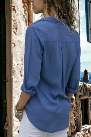 Y2K Streetwear Viscose Button-Up Women's Blouse