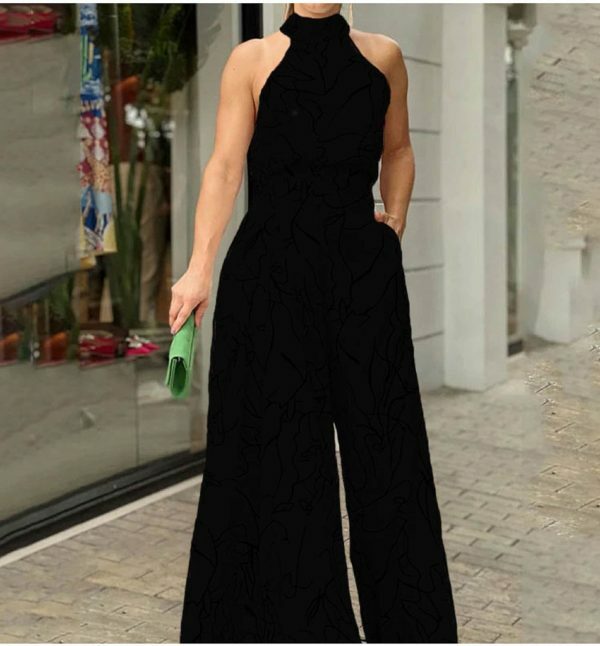 Y2K Streetwear Waist Tie Dress, Sleeveless Jumpsuit, European Fashion, Hanging Neck Party Outfit