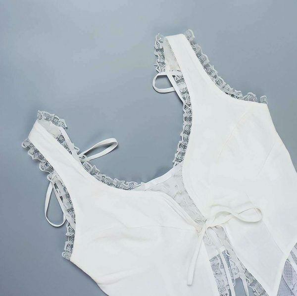 Y2K Streetwear White Coquette Top