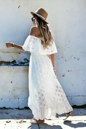 Y2K Streetwear White Maxi Dress | Trendy Boho Chic Beach Cover-Up | Summer Party Outfit