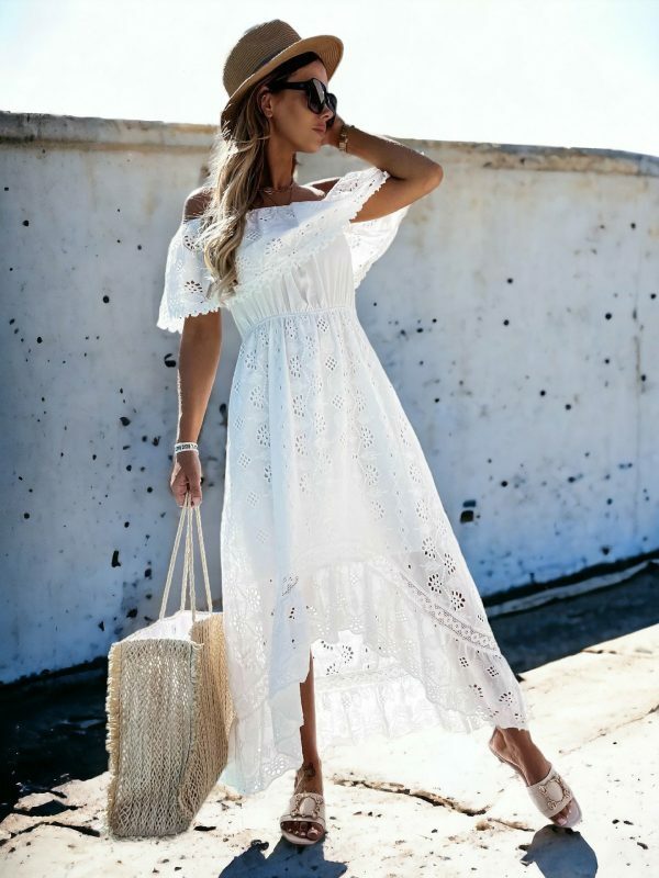 Y2K Streetwear White Maxi Dress | Trendy Boho Chic Beach Cover-Up | Summer Party Outfit