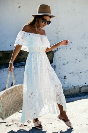 Y2K Streetwear White Maxi Dress | Trendy Boho Chic Beach Cover-Up | Summer Party Outfit