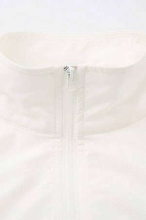 Y2K Streetwear White Zip-Up Jacket Women's Loose Cropped Outerwear