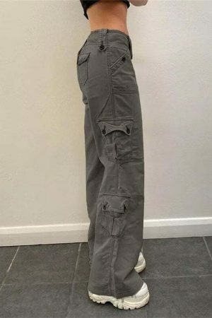 Y2K Streetwear Wide Leg Cargo Pants for Women