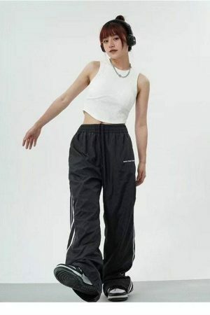 Y2K Streetwear Wide Leg Cargo Pants Vintage Aesthetic Casual Trousers