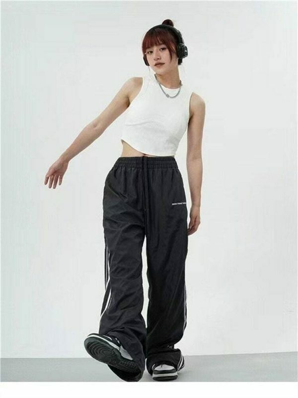 Y2K Streetwear Wide Leg Cargo Pants Vintage Aesthetic Casual Trousers