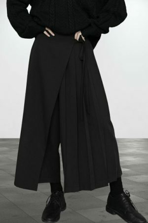 Y2K Streetwear Wide Leg Hakama Palazzo Techwear Cyberpunk Baggy Pants