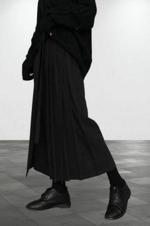 Y2K Streetwear Wide Leg Hakama Palazzo Techwear Cyberpunk Baggy Pants