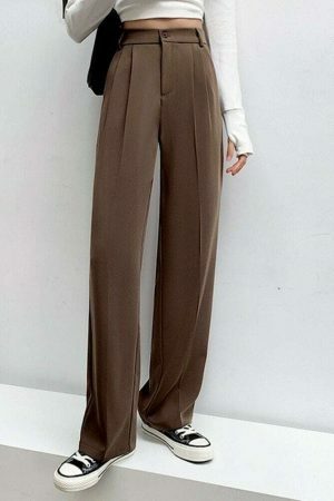 Y2K Streetwear Wide Leg High Waist Floor-Length Trousers