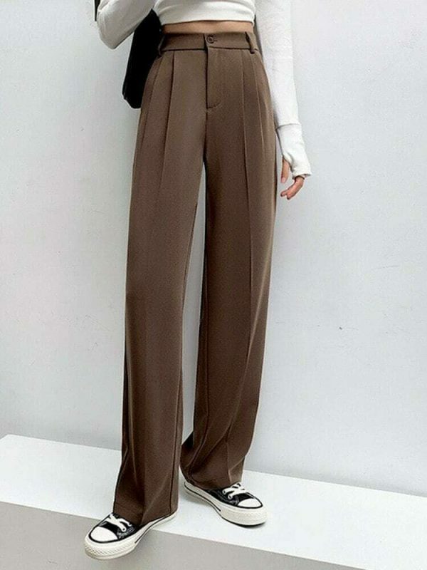 Y2K Streetwear Wide Leg High Waist Floor-Length Trousers