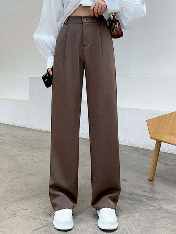 Y2K Streetwear Wide Leg High Waist Floor-Length Trousers